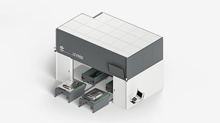 Tables à translation pour le changement d'outillage sur cellules de découpe laser 5 axes
