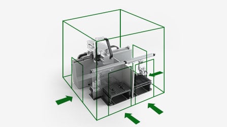 Sistema de corte láser 3D accesible desde múltiples puntos.