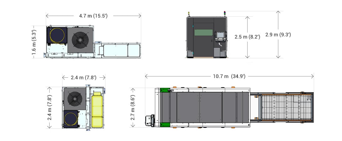 Encombrement  configuration transversale