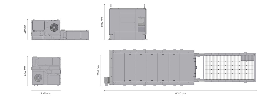 Buitenafmeting transversale configuratie B