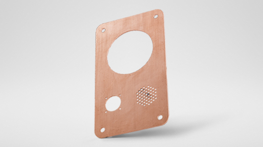 Example of a copper part made by laser-cutting