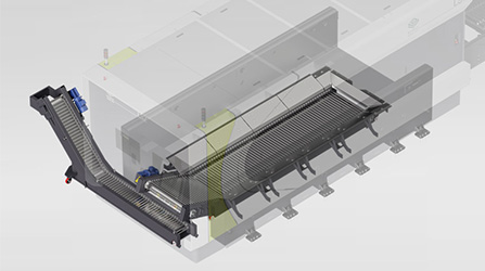 conveyor belt for scrap collection in a 2D laser-cutting plant