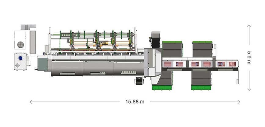 Layout base impianto di taglio laser tubo LT7