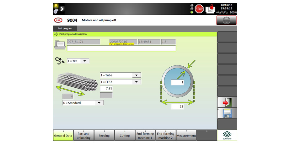 Data entry page for a new production