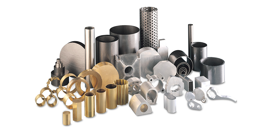 Short parts made of steel, aluminum and brass.