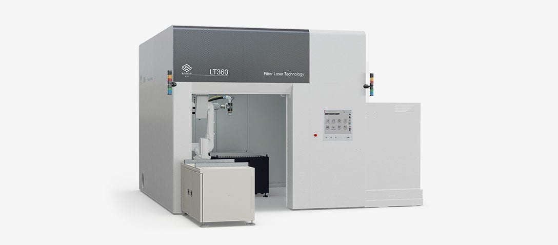 Robot 5-Axis laser cutting system for bent and hydroformed tubes, stamped sheets and drawn parts 