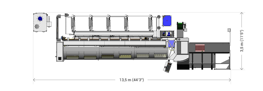 Lasertube with compact footprint 