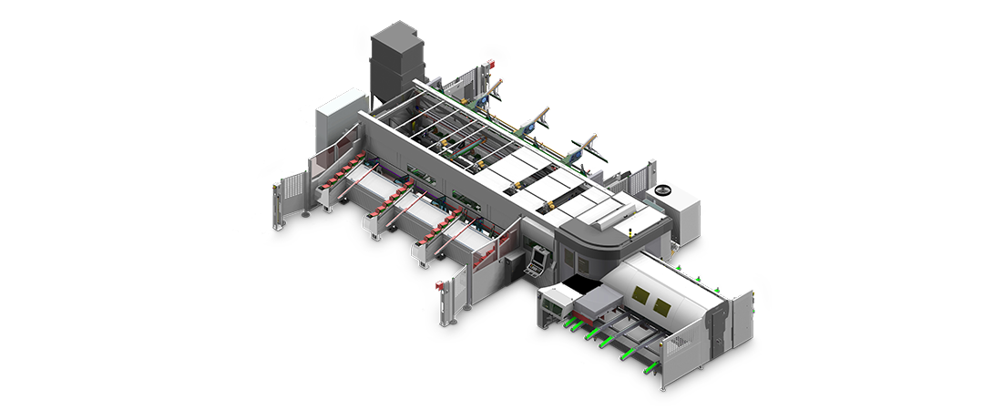 Configuration with double rear bundle tube loader and front stepper loader 