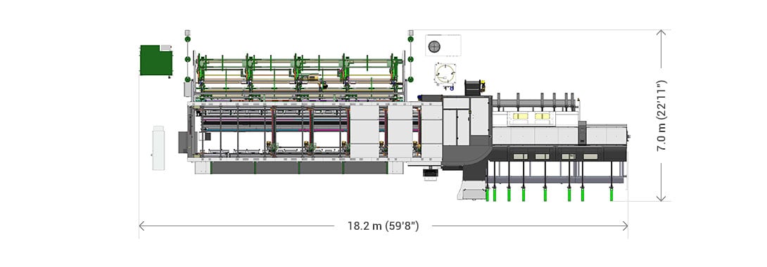 Dimensiones generales de la configuración básica en la versión de fibra 