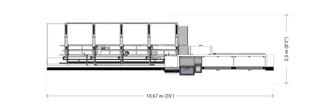  Twincut totale afmetingen van de basisconfiguratie